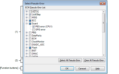 Select Pseudo Error Dialog Box Full Spec Emulator E1 E20 Cs