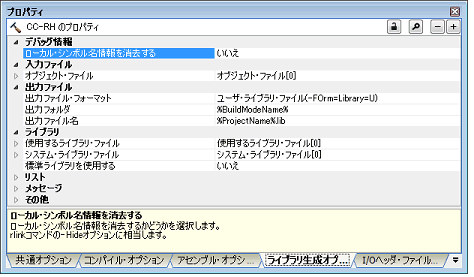 ライブラリ生成オプション タブ Cs V4 01 00