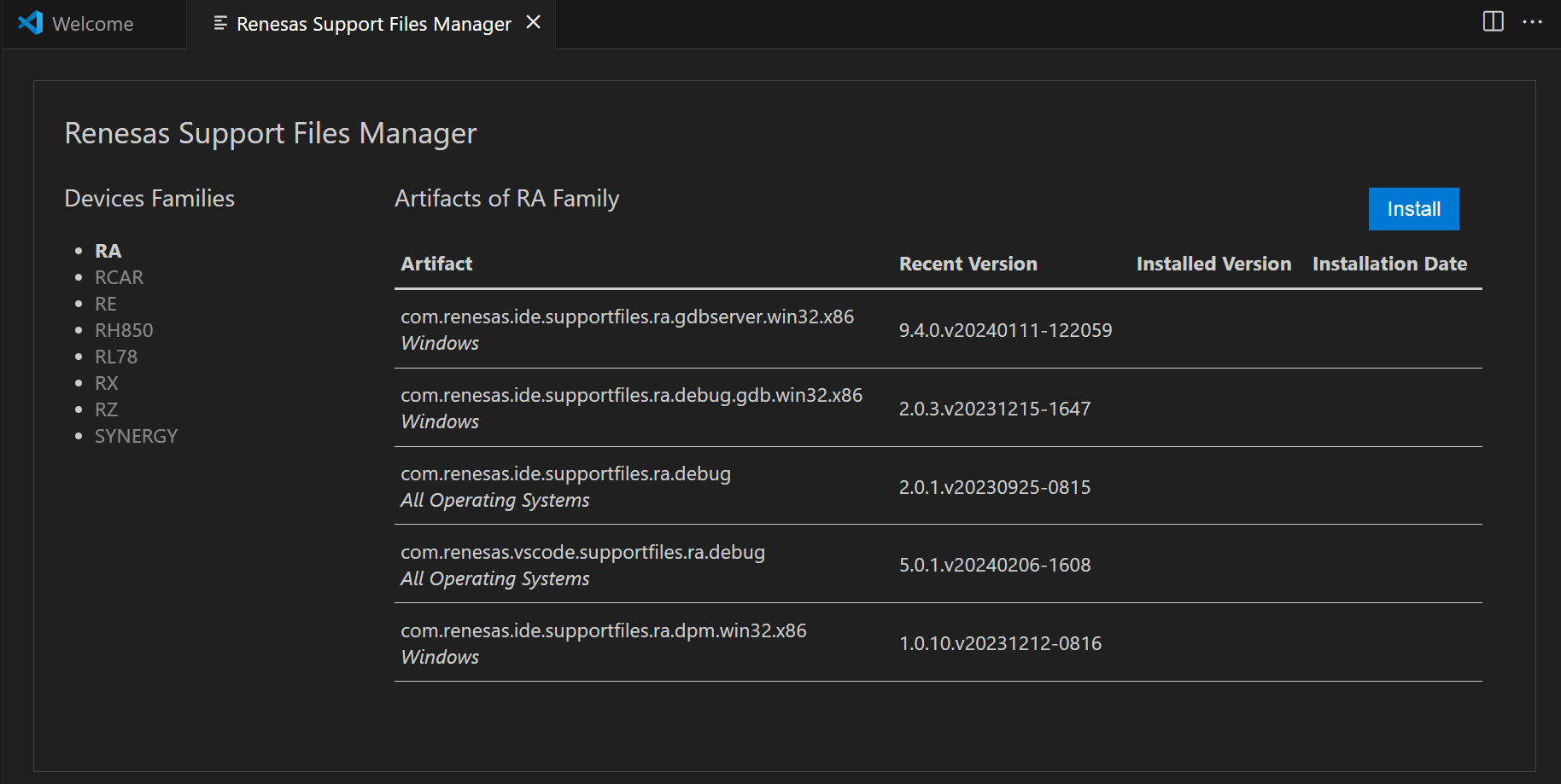 Support files manager