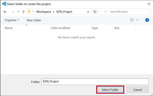 rasc rzn cp create select folder
