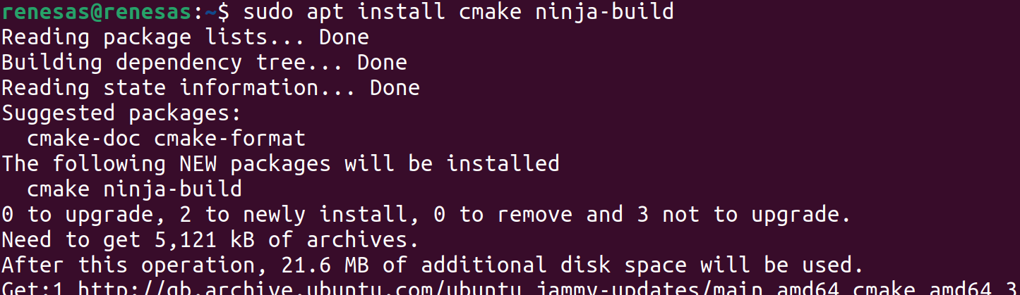 ubuntu apt cmake ninja build