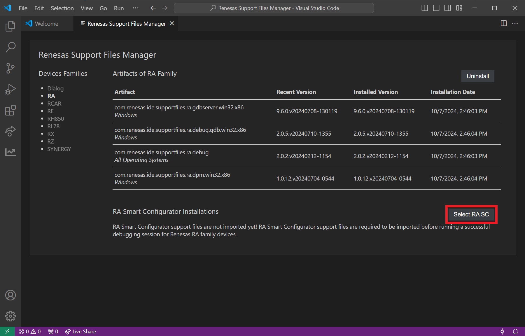 windows rasc register select rasc 1